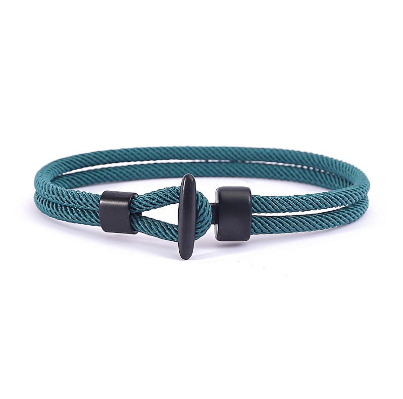 Black Plated Nylon Wrist Rope Bracelet For Men